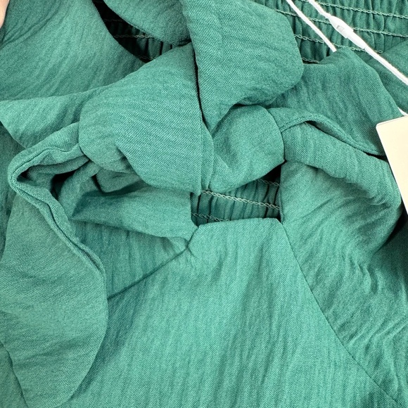 Dokotoo Off Shoulder Short Sleeve Mini Dress Women Size XL Green Smocked Tie NWT - Picture 8 of 12
